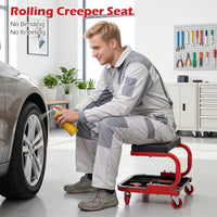 Mechanic Rolling Stool with Tool Trays and Magnetic Drawer