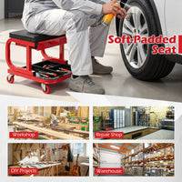 Mechanic Rolling Stool with Tool Trays and Magnetic Drawer