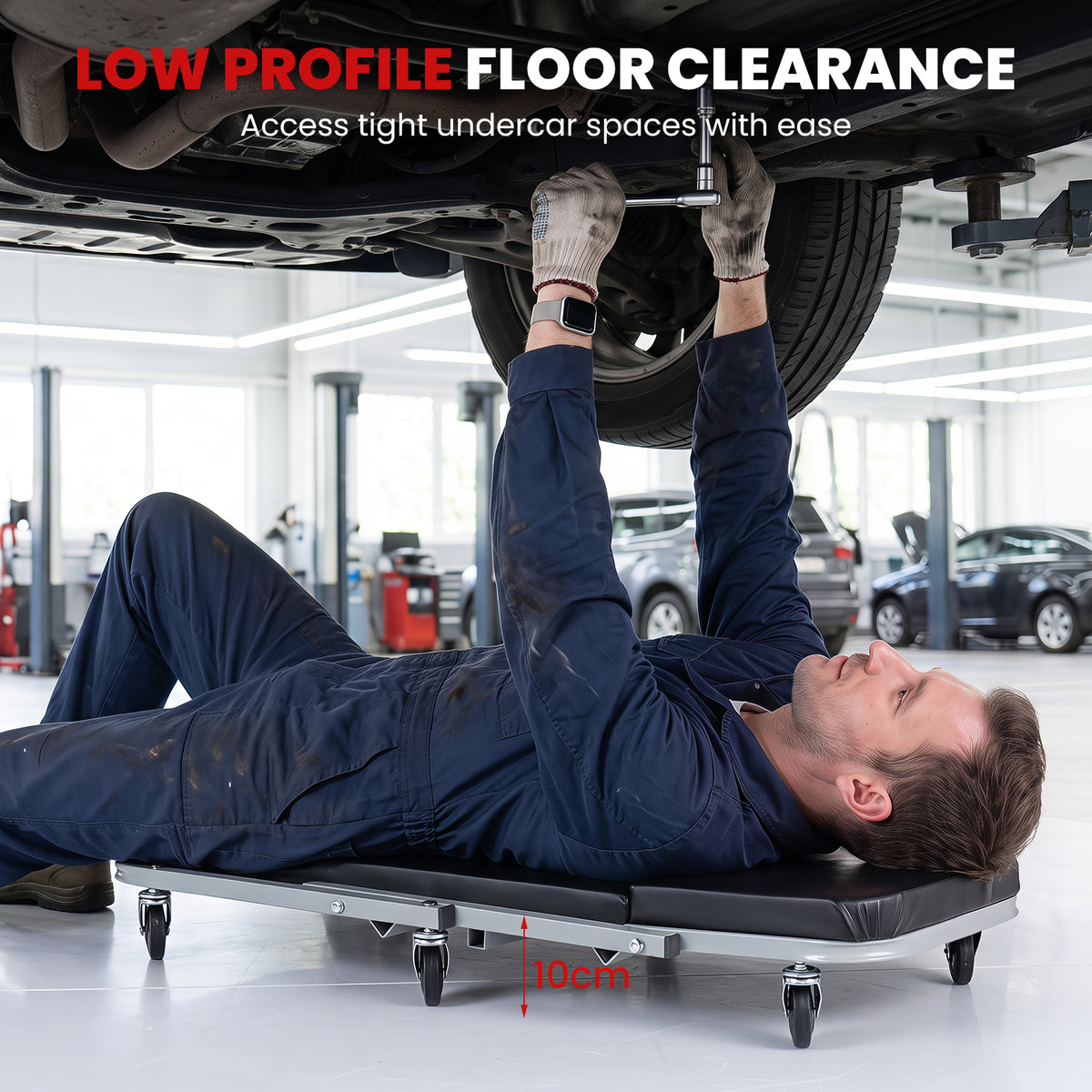 36"/40" 2-in-1 Mechanic Creeper & Z-Seat with 6 Swivel Casters