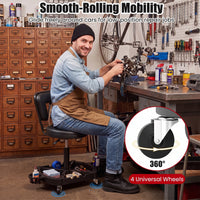 Rolling Garage Mechanic Stool with Tool Tray Storage and Backrest