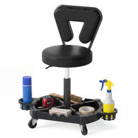 Rolling Garage Mechanic Stool with Tool Tray Storage and Backrest