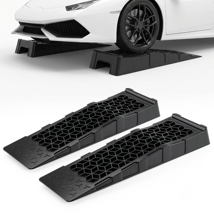2-Pack 6.5 cm Lift 0000kg GVW Capacity Low Profile Car Ramps for Jack Support