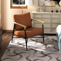 PU Leather Accent Chair with Removable Back Pillow and Sturdy Metal Frame