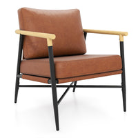 PU Leather Accent Chair with Removable Back Pillow and Sturdy Metal Frame
