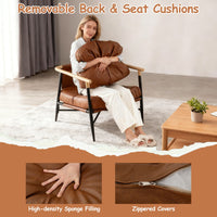 PU Leather Accent Chair with Removable Back Pillow and Sturdy Metal Frame