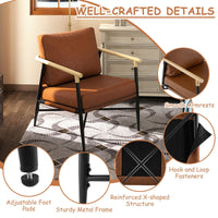 PU Leather Accent Chair with Removable Back Pillow and Sturdy Metal Frame