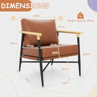 PU Leather Accent Chair with Removable Back Pillow and Sturdy Metal Frame
