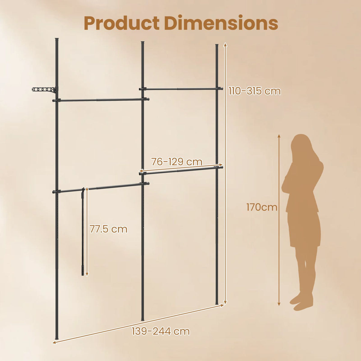 Giantex Adjustable Floor to Ceiling Clothes Rack
