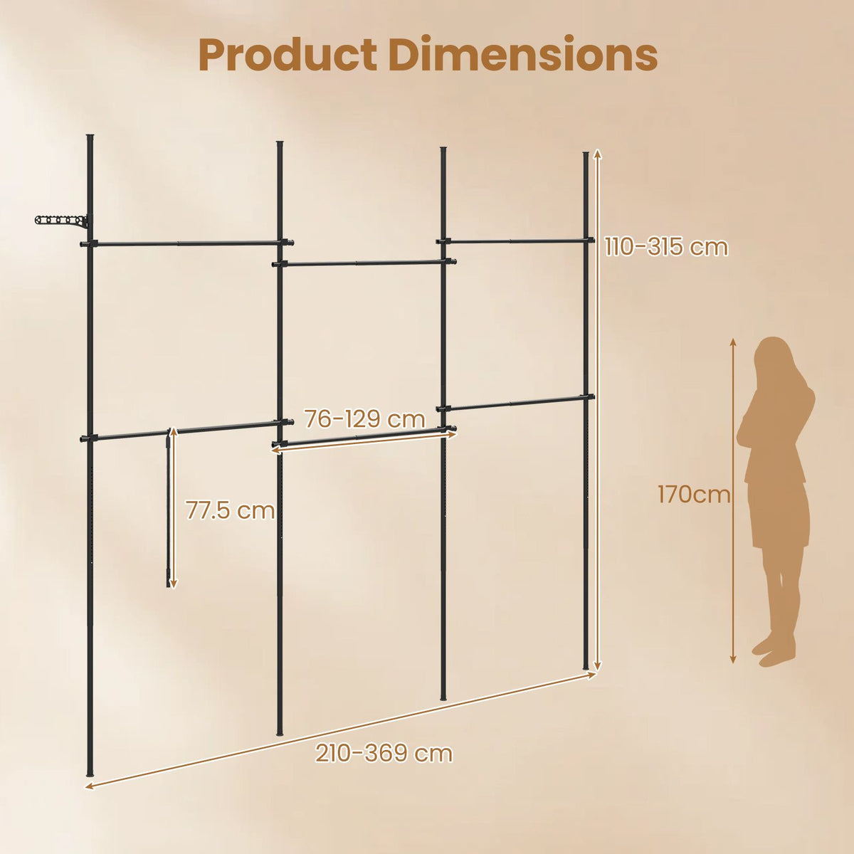 Giantex Adjustable Floor to Ceiling Clothes Rack