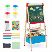 Adjustable Art Easel with Magnetic Chalkboard and Whiteboard