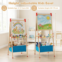 Adjustable Art Easel with Magnetic Chalkboard and Whiteboard
