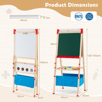 Adjustable Art Easel with Magnetic Chalkboard and Whiteboard