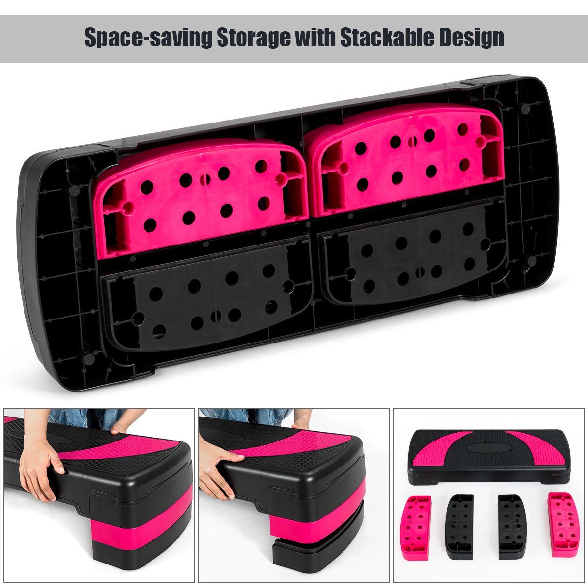 78.5cm Aerobic Exercise Step Deck Aerobics Trainer Adjustable Step Platform
