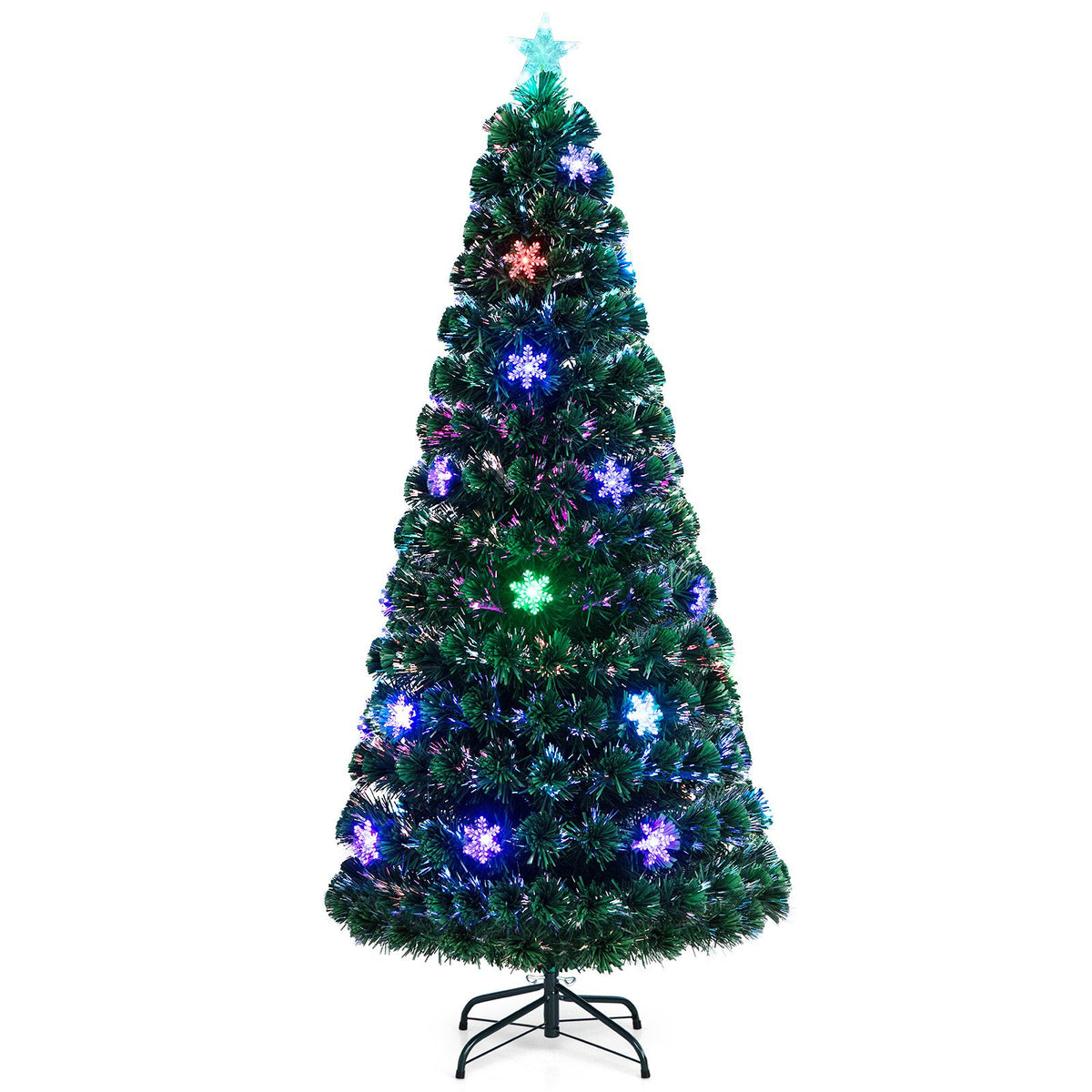90/120/150cm Pre-Lit Fiber Optic Christmas Tree with 85/125/170 PVC Tips for Holiday Decor