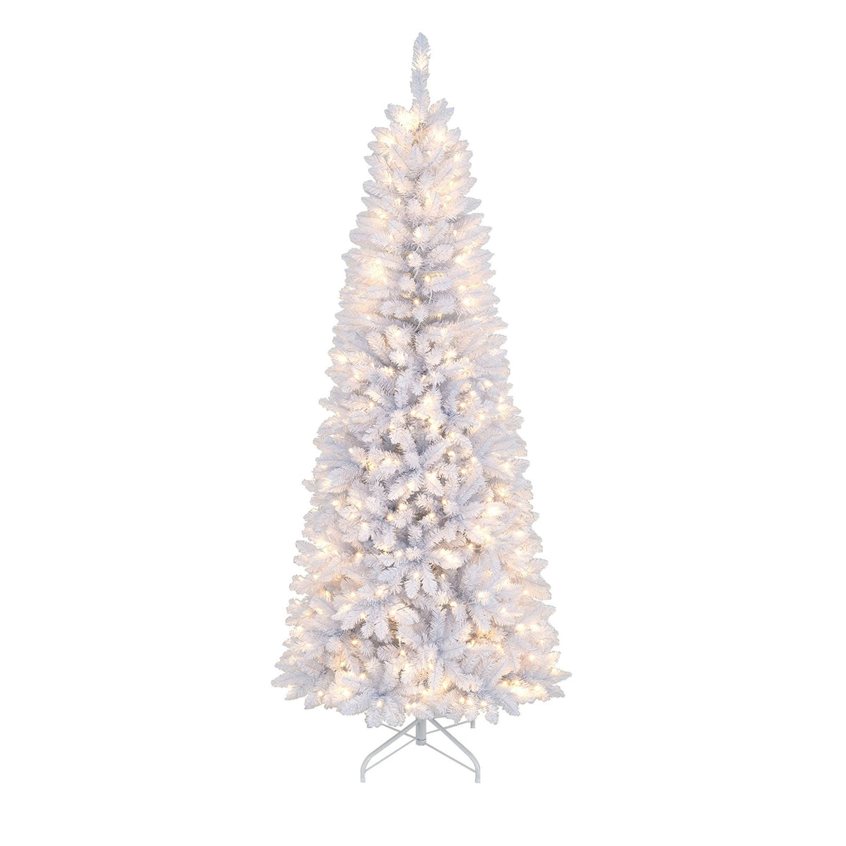 1.8/2.1M Pre-Lit White Christmas Tree with 8 Lighting Modes