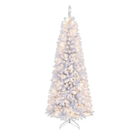 1.8/2.1M Pre-Lit White Christmas Tree with 8 Lighting Modes