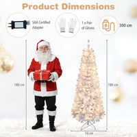 1.8/2.1M Pre-Lit White Christmas Tree with 8 Lighting Modes