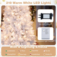 1.8/2.1M Pre-Lit White Christmas Tree with 8 Lighting Modes