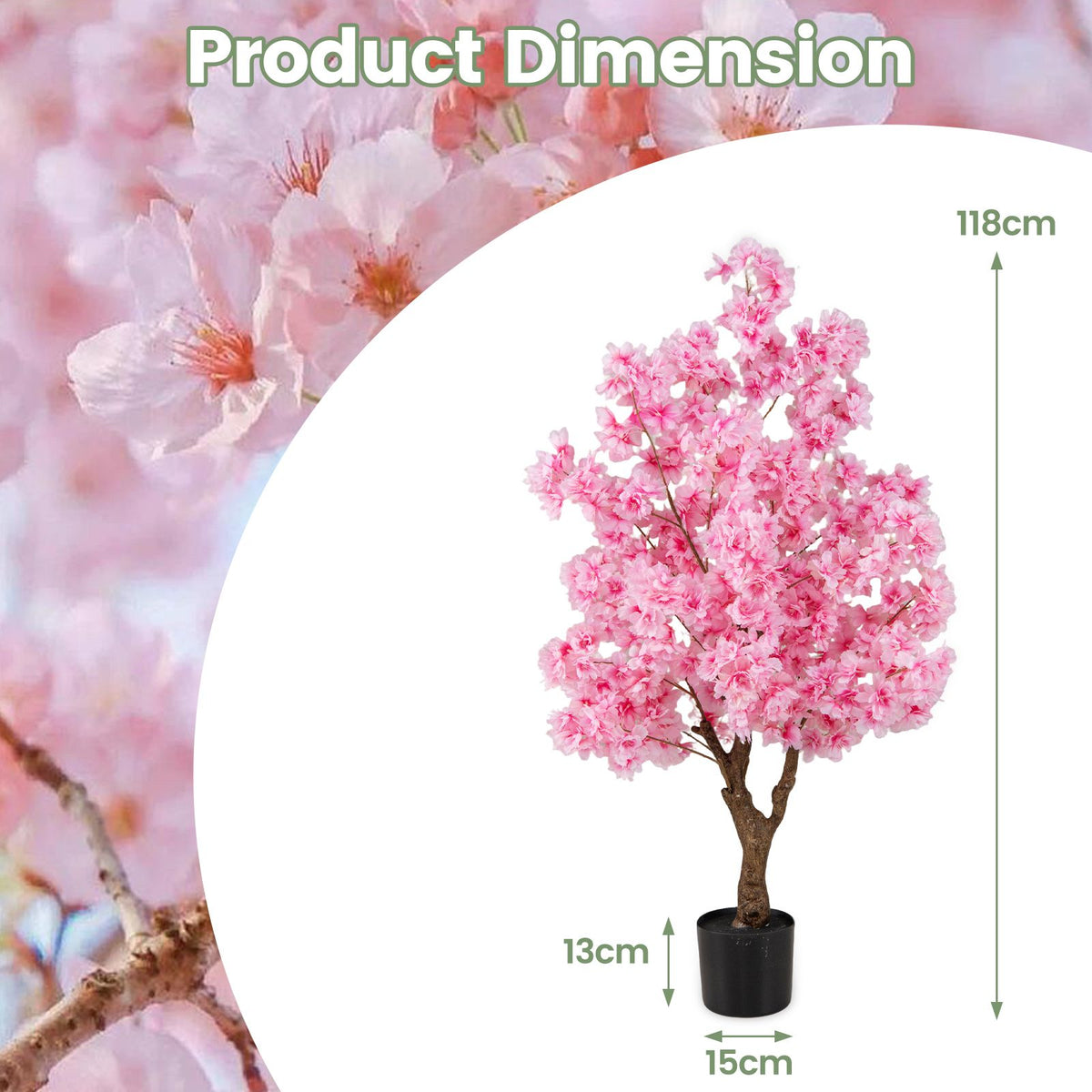 120cm Artificial Cherry Blossom Tree No Assembly Needed with Base