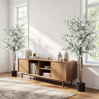 Artificial Potted Tree 163CM Tall with Solid Wood Trunk and PE Leaves