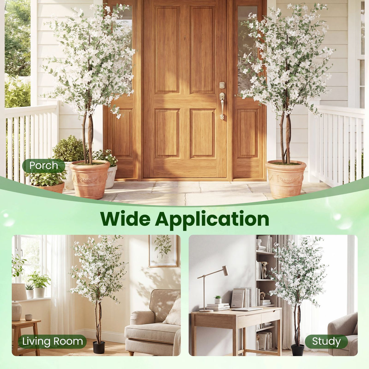 Artificial Potted Tree 163CM Tall with Solid Wood Trunk and PE Leaves