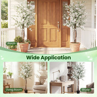 Artificial Potted Tree 163CM Tall with Solid Wood Trunk and PE Leaves