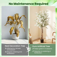 Artificial Potted Tree 163CM Tall with Solid Wood Trunk and PE Leaves