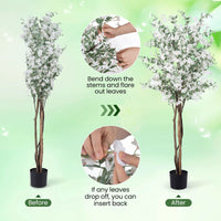 Artificial Potted Tree 163CM Tall with Solid Wood Trunk and PE Leaves