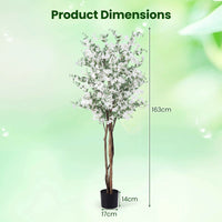 Artificial Potted Tree 163CM Tall with Solid Wood Trunk and PE Leaves