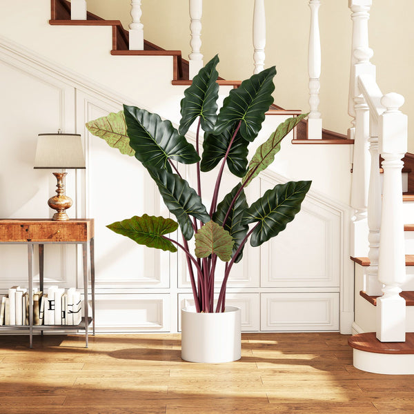 Artificial Rainbow Taro Tree 160cm Tall Fake Pre-potted Plant with 11 Faux Leaves