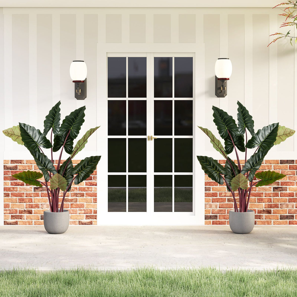 Artificial Rainbow Taro Tree 160cm Tall Fake Pre-potted Plant with 11 Faux Leaves