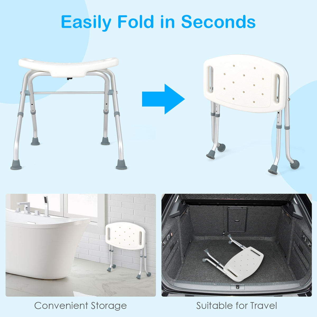 Giantex Shower Chair Adjustable Bath Stool