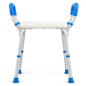 Bath Chair Shower Bench w/Detachable Padded Arms, Anti-Slip Rubber Feet