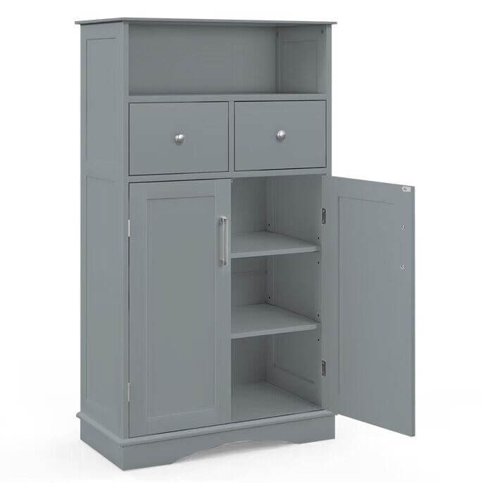 Giantex Bathroom Floor Cabinet Freestanding Storage Cabinet with 2 Doors