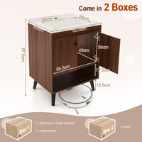 63.5cm Bathroom Vanity Sink Combo w/Doors Shelf Backsplash