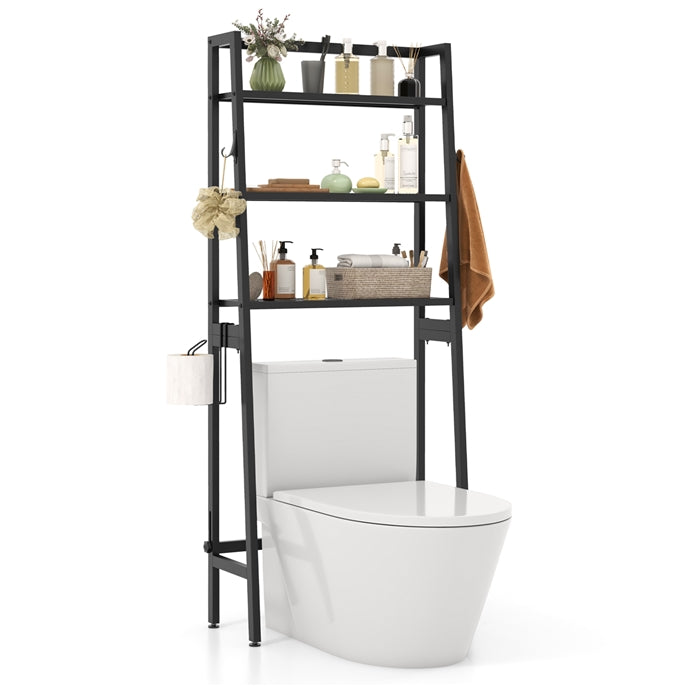 Giantex Over The Toilet Storage Shelf, 3-Tier Free Standing above Toilet Rack Stand with Adjustable Bottom Bar