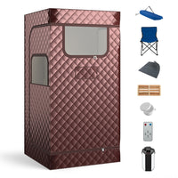 Portable Steam Sauna for Home, Full Body Sauna Box with 3L Steam Generator, Remote Control, Wood Foot Massager & Foldable Chair