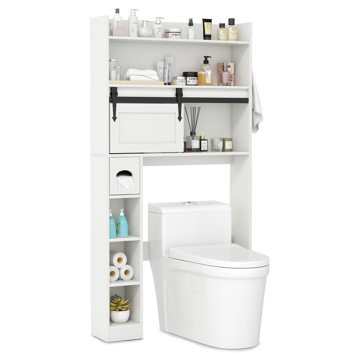 Giantex Over The Toilet Storage Cabinet, Farmhouse Bathroom Organizer