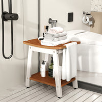 Shower Bench Seat, HIPS Shower Stool w/Handle, Shower Head & Soap Holder for Inside Shower to Sit on