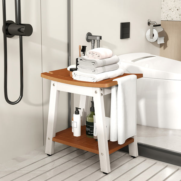 Shower Bench Seat, HIPS Shower Stool w/Handle, Shower Head & Soap Holder for Inside Shower to Sit on