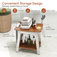 Shower Bench Seat, HIPS Shower Stool w/Handle, Shower Head & Soap Holder for Inside Shower to Sit on