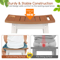 Shower Bench Seat, HIPS Shower Stool w/Handle, Shower Head & Soap Holder for Inside Shower to Sit on