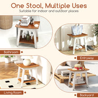 Shower Bench Seat, HIPS Shower Stool w/Handle, Shower Head & Soap Holder for Inside Shower to Sit on