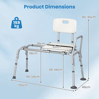 Sliding Tub Transfer Bench, Height Adjustable Inside Bathtub Chair