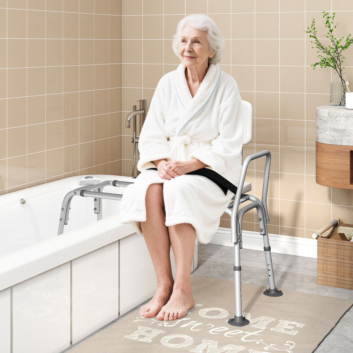 Sliding Tub Transfer Bench, Height Adjustable Inside Bathtub Chair