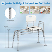 Sliding Tub Transfer Bench, Height Adjustable Inside Bathtub Chair