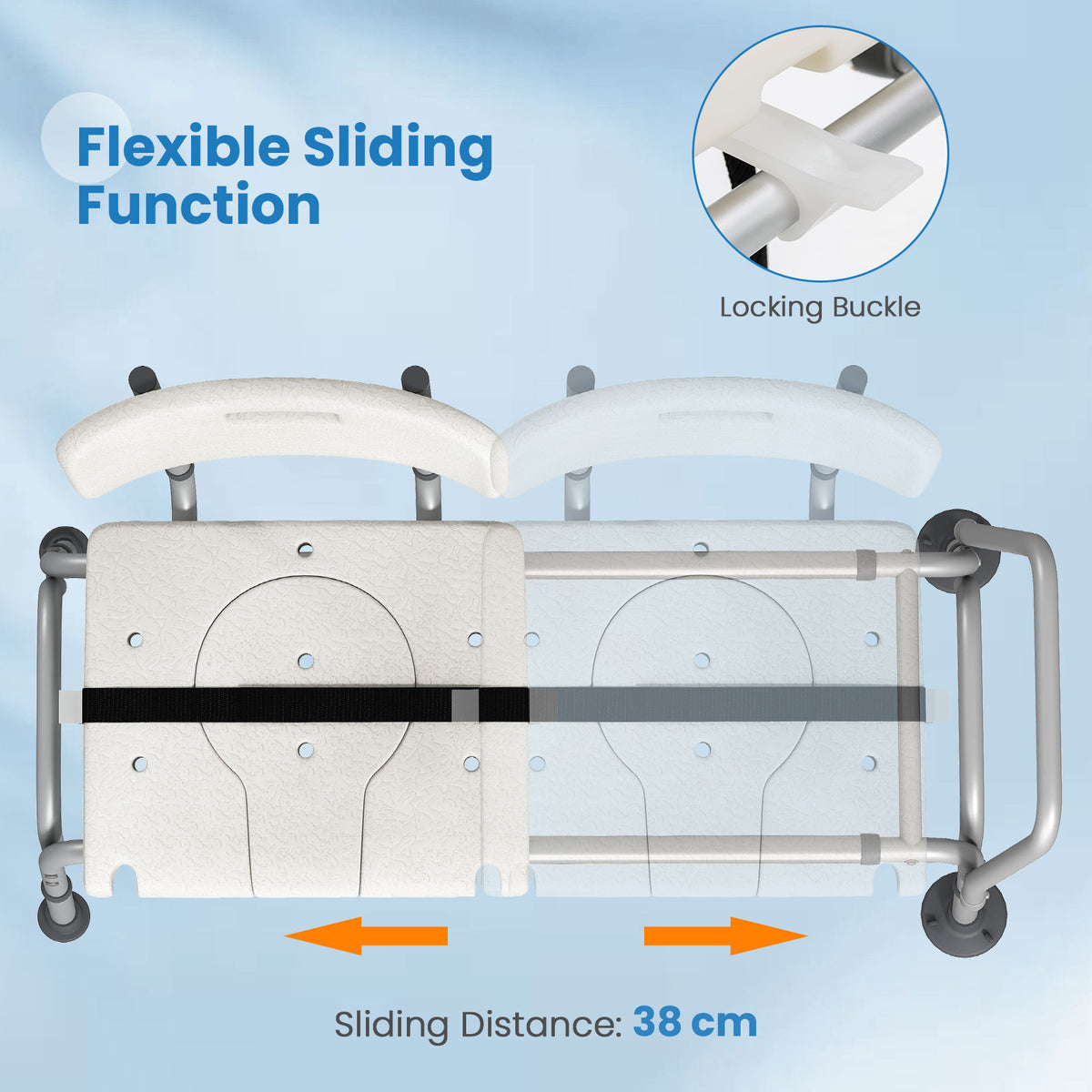 Sliding Tub Transfer Bench, Height Adjustable Inside Bathtub Chair