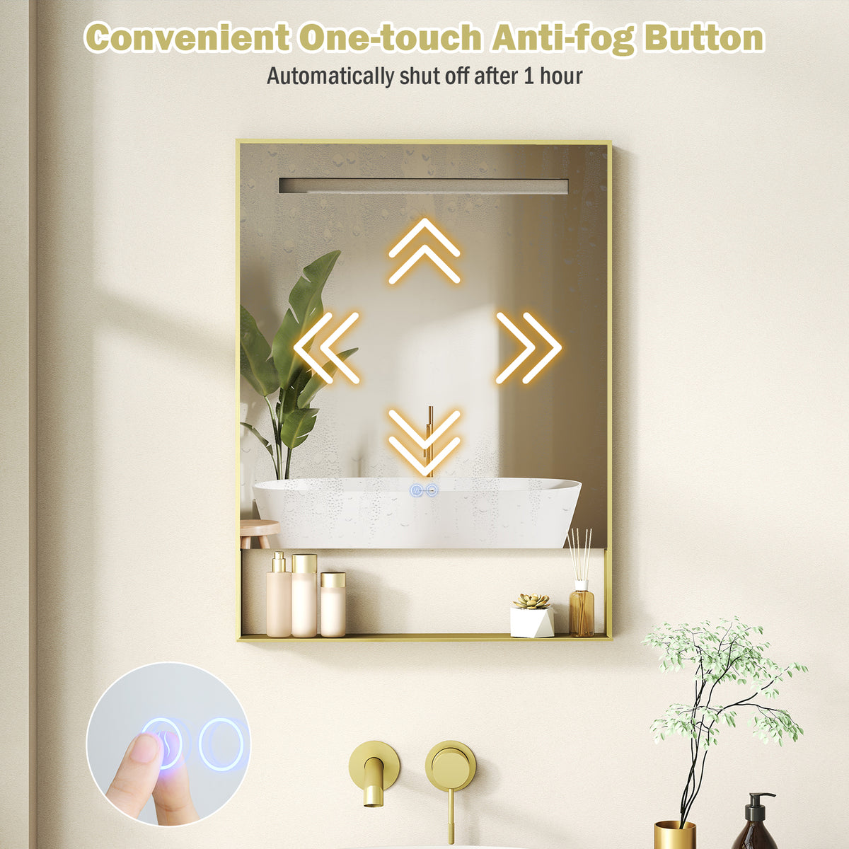 LED Bathroom Mirror with Anti-Fog Function and Adjustable Brightness