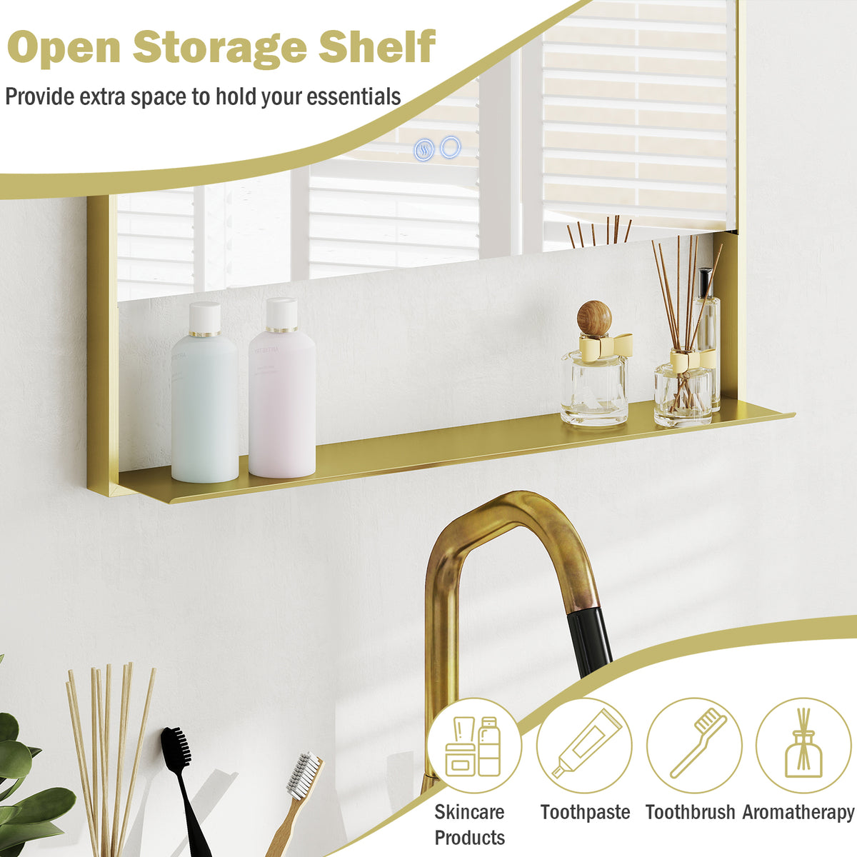 LED Bathroom Mirror with Anti-Fog Function and Adjustable Brightness