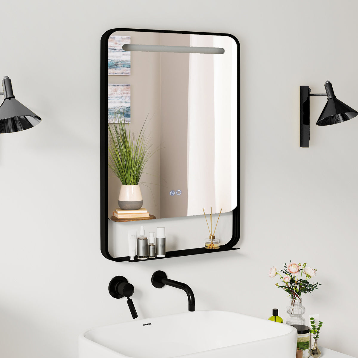 LED Bathroom Mirror with Anti-Fog Function and Adjustable Brightness